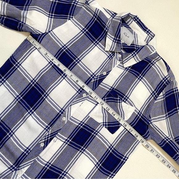 Rails plaid cobalt white button up long sleeve shirt top medium - Picture 9 of 10